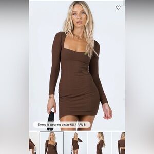 Princess polly brown long sleeve dress